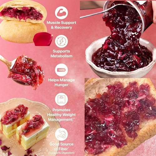Rose Syrup Jam, Gourmet Rose Petal Jam (12.35oz) - Made with Real Petals for Cooking, Baking, and Flavoring Premium Floral Fruit Spread, Sweet Preserve