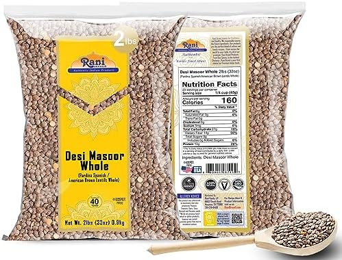 Rani Desi Masoor (Masur) Whole 32oz (2lbs) 908g (aka. Pardina Spanish/American Brown Lentils Whole) ~ All Natural | Vegan | NON-GMO | Kosher | Gluten Friendly | Product of USA