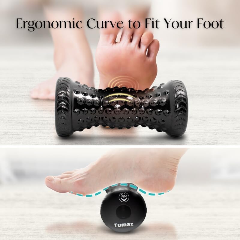 Tumaz Massage Ball & Foot Roller 3-in-1 Set with Spiky Ball, Lacrosse Ball, Massage Roller - Ergonomic Design to Relieve Plantar Fasciitis for Deep and Superficial Muscle Pain
