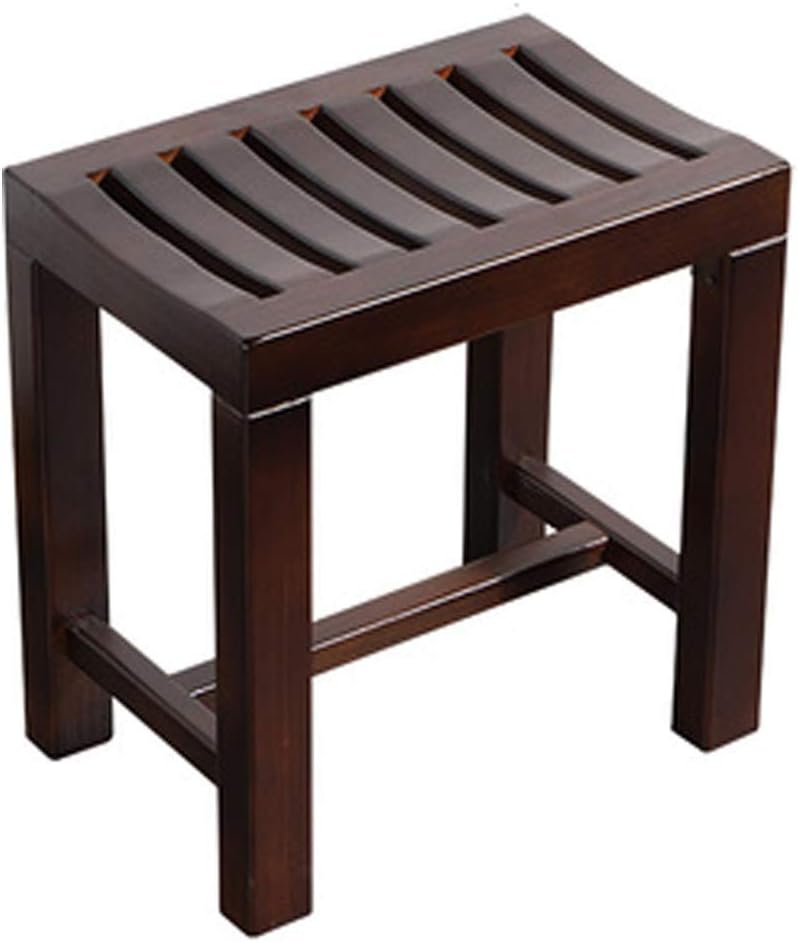 Waterproof Bathroom Stool for Elderly Bath Chair Wood Shower Bench Adult Non-Slip Wooden Shower seat Bathtub Spa Change Shoes Stool, 250KG Capacity (Size : 42×28×50cm)