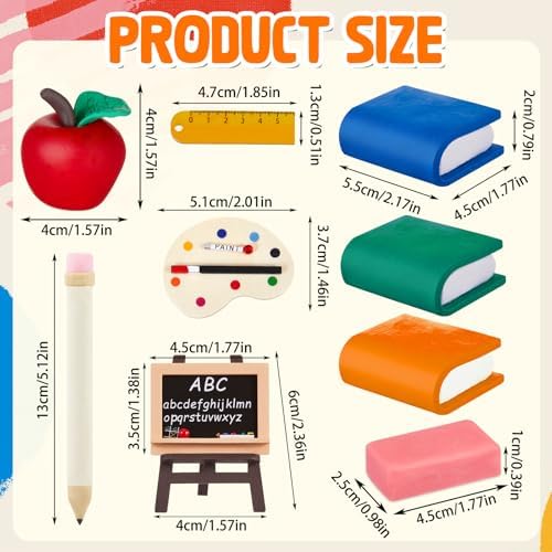 Soulchen 10 Pcs School Cake Decorations Apple Easel Book Pencil Stationery Welcome Party Favor for Classroom Themed Party Supplies