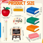 Soulchen 10 Pcs School Cake Decorations Apple Easel Book Pencil Stationery Welcome Party Favor for Classroom Themed Party Supplies