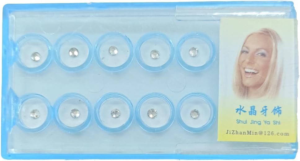 DENTIMICA Dental Tooth Gems Decoration DIY Professional Tooth Crystal Kit Teeth Jewelry for Reflective Teeth Ornament Decor 10Pcs/Box (White)