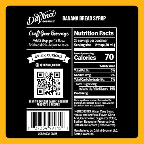 DaVinci Gourmet Banana Bread Syrup, 25.4 Fluid Ounces (Pack of 1)