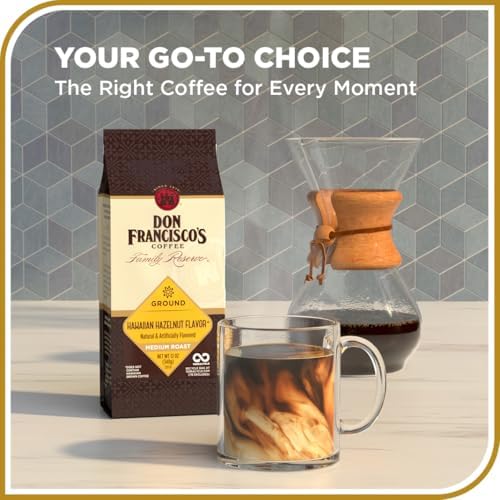 Don Francisco's Hawaiian Hazelnut Ground Coffee, Medium Roast – 100% Arabica, Flavored Coffee, 12 oz Bag