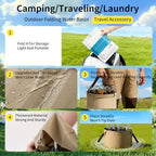 Multifunctional Collapsible Water Basin, Collapsible Bucket, Folding Tub with Handles for Camping, Laundry, Fishing, Hiking, Outdoor, Dish Washing, Portable Wash Basin