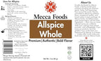 Whole Allspice Berries – Premium Grade Pimento Spice, Non-GMO, Ideal for Baking, Pickling & Jamaican Jerk Recipes – 3 oz PET Jar by Mecca Foods