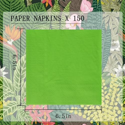 150 PCS Lime Green cocktail napkins-Double-Ply 6.5x6.5 Inch Disposable beverage Paper Napkins, Lunch and Dinner, Easter, Christmas, Weddings, bar napkins Parties