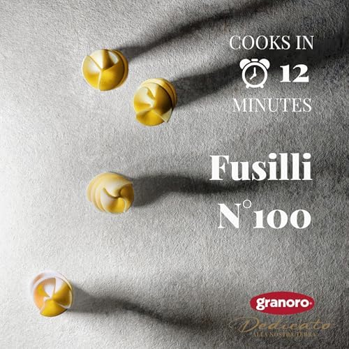 Granoro Dedicato Fusilli #100 - Authentic Italian Pasta, Made from 100% Puglia Durum Wheat Semolina, Non-GMO, Vegan, 1 lb Bags (Pack of 2)
