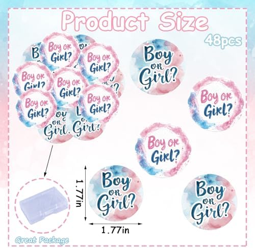 48 Pack Edible Boy or Girl Cupcake Toppers Wafer Paper Gender Reveal Cupcake Picks Baby Shower Cake Decor for Gender Reveal Party Cake Decorations Supplies