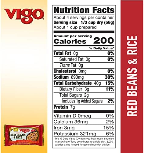 Vigo Authentic Red Beans & Rice, Low Fat, 8oz (Red Beans & Rice, Pack of 12)