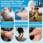 Latex-Free Elasticated Tubular Support Bandage with Stockinette Fabric, Breathable Tubular Compression Sleeve for Joint & Tissue Support on Arms, Knees, Legs (3.5" x 5.5 Yards) Size E