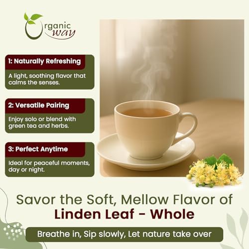 Organic Way Linden Flower & Leaf Herbal Tea Blossom & Culinary Use | European Wild-Harvest | Kosher & USDA Certified | Vegan, Non-GMO & Gluten Free | 100% Raw from Albania (2 Oz)