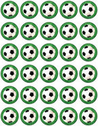 30 x Soccer Ball in Grass Themed Edible Cupcake Toppers | Uncut on Wafer Sheet- Qty 30-1.5” each