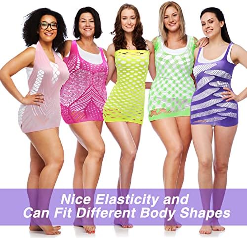 10 Pieces Women's Fishnet Lingerie Bright Body Stocking Bodysuits Lingerie Fishnet Dress for Women