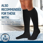 Diamond Star 6 Pairs Diabetic Knee High Socks for Men – Over the Calf Cotton Socks, Non-Binding Comfortable Fit – Men’s Shoe Size 9–12 (6 Pairs Black)