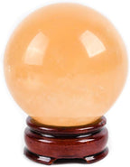 Natural Citrine Healing Crystal Gemstone Ball Divination Sphere Sculpture Figurine with Wood Stand Feng Shui Chakra Aura Home Desk Decor