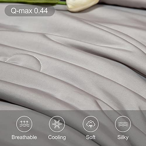 Cooling Blankets for Hot Sleepers - Cool Like Ice Cream Blanket for Summer, Lightweight Double-Sided Cooling Comforter Quilt (King Size 90" x 108" Grey)