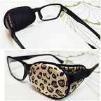 Kid/Adult Visual Acuity Recovery Silk Eye Cover, Training Amblyopia Strabismus Corrected Lazy Eye Patches for Glasses (Brown Leopard)