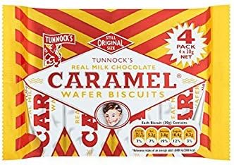 Tunnock's Real Milk Chocolate Caramel Wafer Biscuits 4 X 30G (20 Pack)