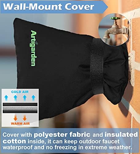 Outdoor Faucet Covers for Cold Winter Outside Insulated Water Hose Bib Sock Protector, Black (2 Pack)