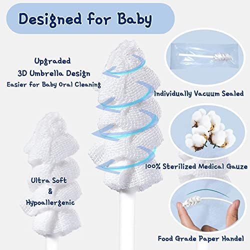 Little Fox Baby Oral Cleaner 42Pcs [Upgrade Designed] +1pc Free Finger Toothbrush with Case, Tongue, Mouth and Gums Cleaner, Newborn Toothbrush, Infant Oral Care and Cleaning for 0-36 Month Baby