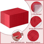 NatNarr 60 Pcs Red Napkins, Disposable Hand Towels for Bathroom Red Dinner Guest Napkin for Birthday, Wedding, Graduation