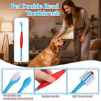 Dog Toothbrush, 360° & Double-Headed Dog Dental Care Kit for Small & Large Dogs, Pet Finger Toothbrush & Toothbrush Set for Effective Plaque Removal, Clean Teeth, Fresh Breath, and Gum Health