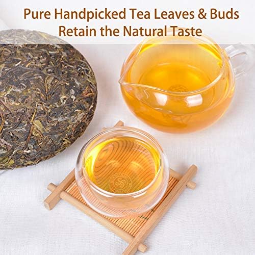 SANRAN Raw Pu-erh Tea Cake, Aged Yunnan Sheng Pu'erh Tea, 7.1oz/Pack