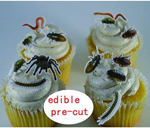 70x Edible Wafer Spider, Bug Cupcake Topper, Pre-cut Funny Party Cake Decoration