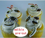 70x Edible Wafer Spider, Bug Cupcake Topper, Pre-cut Funny Party Cake Decoration