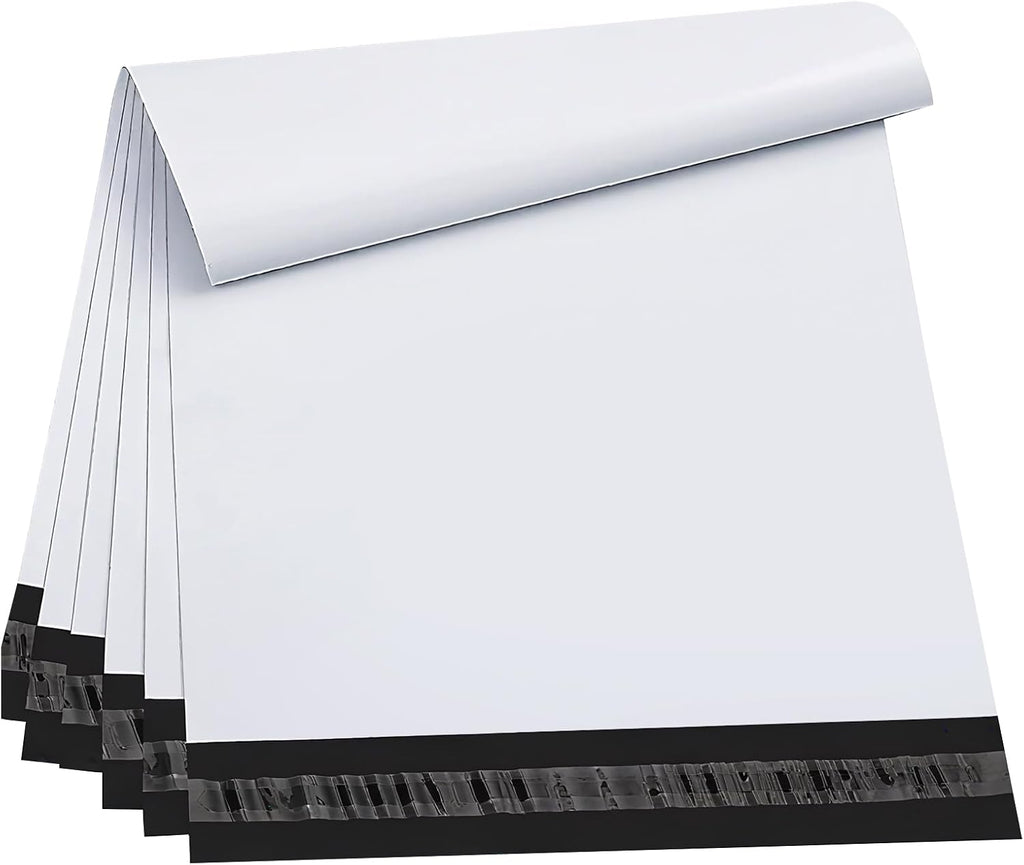 50pcs 14.5x19" White Poly Mailers - Self Adhesive Shipping Bags, Waterproof Bulk Packaging for Clothes & E-Commerce