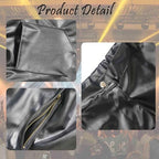 QiaTi Men's PU Leather Shorts Elastic Waist Rave Hot Short Pants Zipper Men Sexy Shorts with Pockets for Club Party