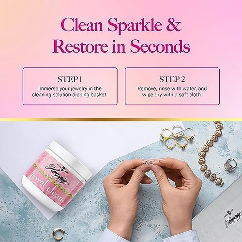 Hagerty Jewelry Cleaner - Professional Jewelry Cleaning for Diamonds, Gold, Platinum, Precious Stones and More - Kosher Certified Jewelry Cleaning Kit Includes Dipping Basket and Brush, 7 Oz.