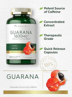 Carlyle Guarana Extract Capsules | 200 Count | Naturally Occurring Caffeine Supplement | Non-GMO, Gluten Free