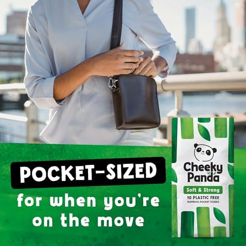 The Cheeky Panda Bamboo Facial Tissue | Plastic Free Travel Tissue Pack | 10 Super Soft Pocket Tissues