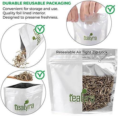 Tealyra - Premium White Silver Needle Tea - Bai Hao Yinzhen - Grown in Fujian China - Superior Chinese Silver Tip White Tea - Loose Leaf Tea - Caffeine Level Low - 220g (8-ounce)