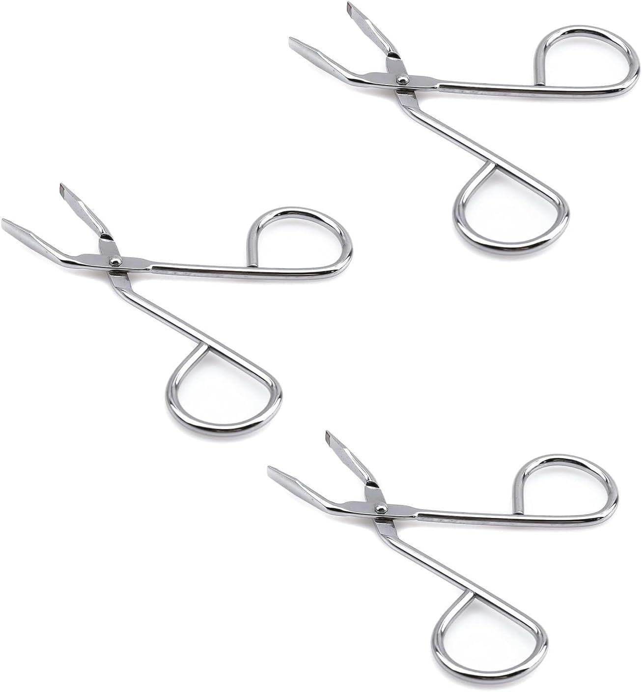 3Pcs Silver Stainless Steel Eyebrow Tweezers Scissors- Professional Shaped Slant Tip Tweezer Clip Hair Plucker for Hair and Eyebrows Personal Care, Shave and Hair Removal