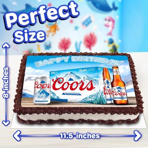 8.3 x 11.7 Inch Edible Square Cake Toppers – Light Beer Themed Birthday Party Collection of Edible Cake Decorations