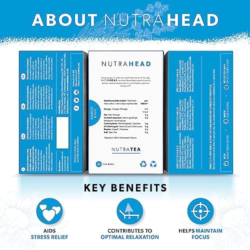 NUTRAHEAD - Migraine Relief Tea | Headache Relief Tea - For Migraine & Tension Headache Relief - Includes Feverfew, Willow Bark & Rhodiola - 20 Enveloped Tea Bags - by Nutra Tea - Herbal Tea