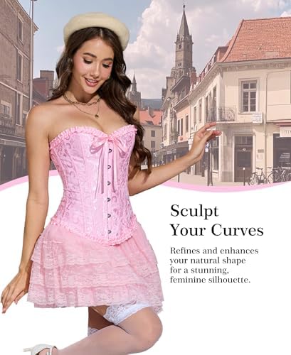 Bustier Corset Top for Women | Overbust Lace Up Waist Cincher Shapewear Lingerie