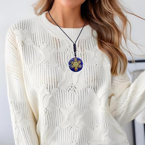 EDEN'S CALL Healing 7 Chakra Metatron's Cube Orgonite Crystal Stone Pendant Necklace for Men and Women 26.38" Adjustable Energy Generator Necklace