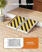 Portable Wheelchair Ramp 2 FT, Aluminum Folding Ramps for Wheelchairs for Home Steps with Handle & Non-Skid Surface, 800 lbs Capacity Threshold Ramps for Doorways, Steps, Front Porch, Stairs, Entry