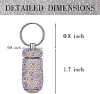 GOUWEIBA 2 Pieces Bling Pill Container Portable Pill Bottle Case Waterproof Travel Medicine Box Crystal Diamond Mini Pill Holder Storage with Keychain for Outdoor Camping Traveling (Pink, Silver)