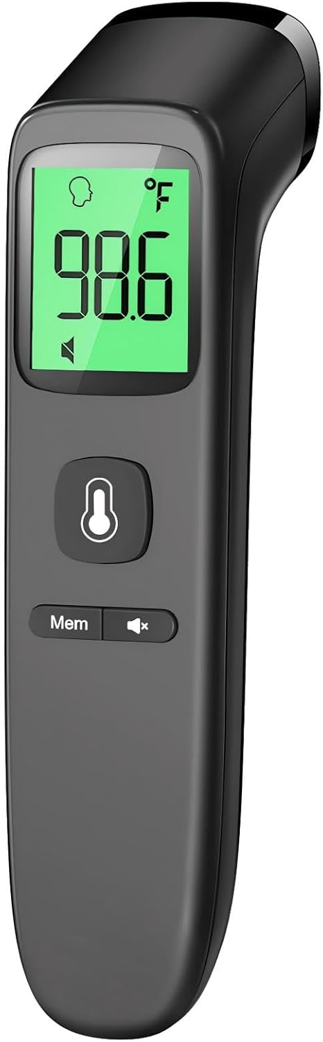 Forehead Thermometer for Adults and Kids, Fast Accurate Thermometer with Fever Alarm, 1S Reading & Silent Mode, Easy to Use for Baby, Kids & Elderly (Black)