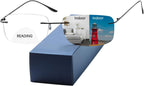 Photochromic Bifocal Reading Glasses For Men Women-Blue Light Protection,Fashion Frameless Readers Glasses UV400
