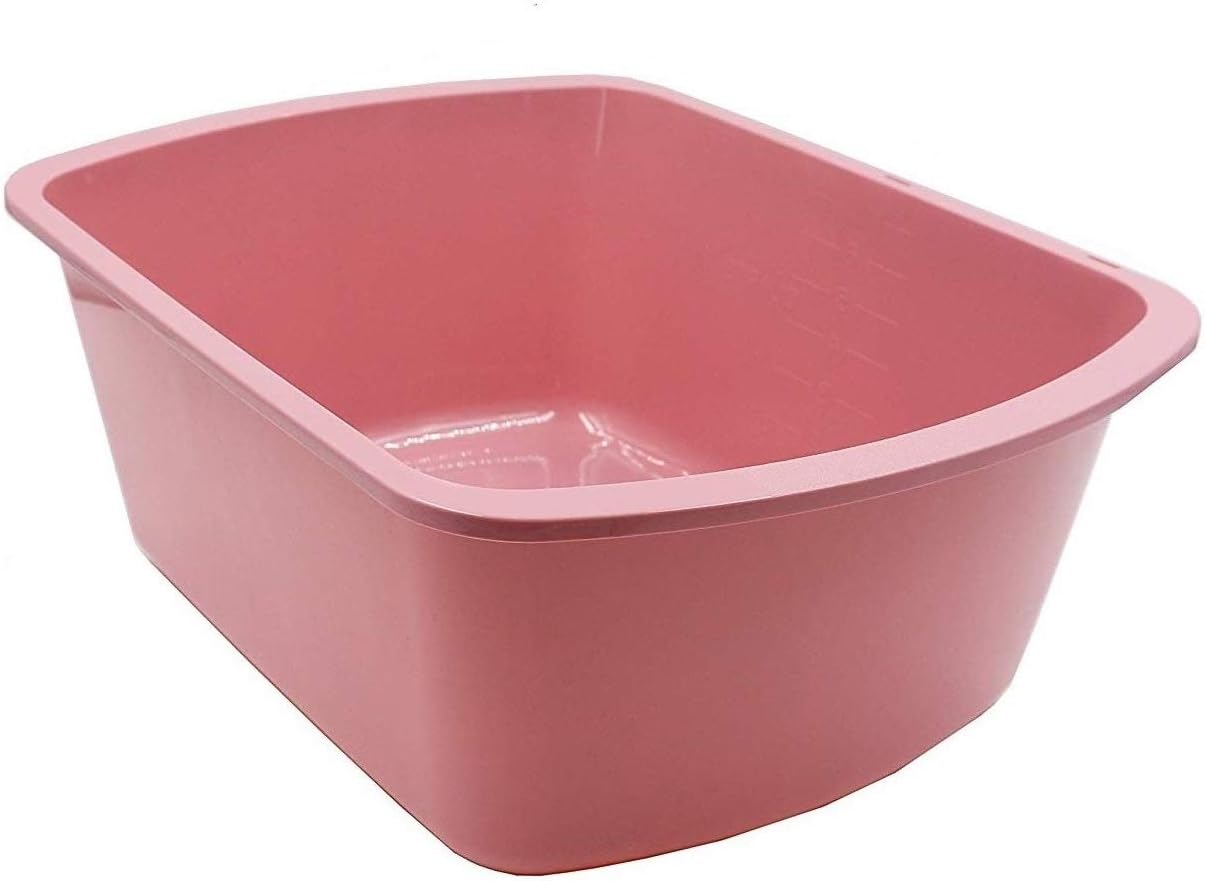 7 Quart Rectangular Plastic Wash Basin with Graduations, Rose (Pack of 6)