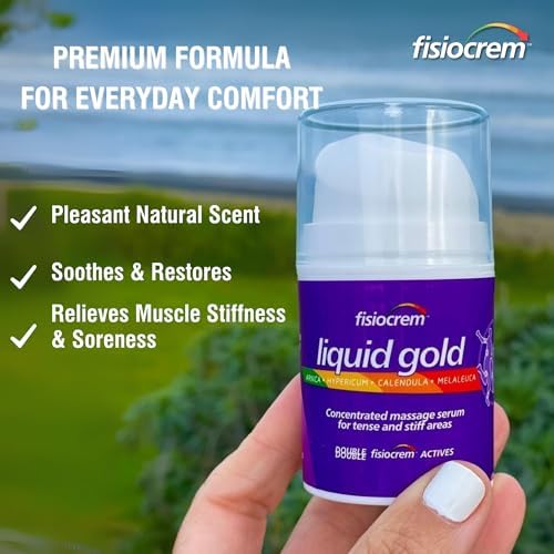 Fisiocrem Liquid Gold - Concentrated Massage serum for Tense and Stiff Areas, Double Strength = Double fisiocrem Actives - 50 ml