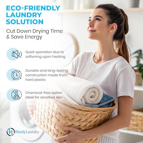 Handy Laundry Reusable Laundry Dryer Balls - A Natural Alternative to Fabric Softener, Reduce Drying Time and Save on Energy, Soft Fluffy Clothes, Fewer Wrinkles, Less Static Cling (Pack of 4)