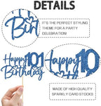 WeBenison Happy 101st Birthday Cake Topper Elderly People 101st Birthday Cake Topper 101 Years Old Birthday Party Decorations Blue Glitter